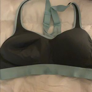 Grey and light green sports bra